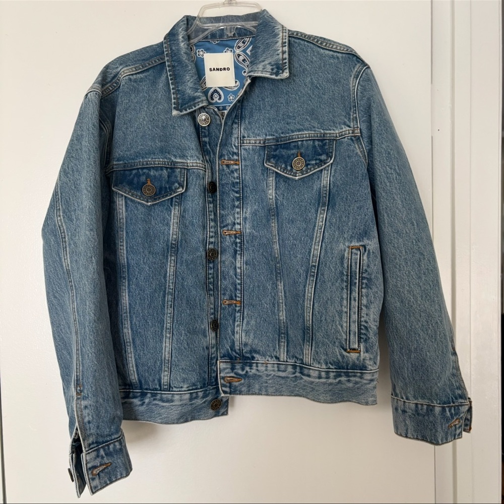 Sandro denim jacket with pattern inside